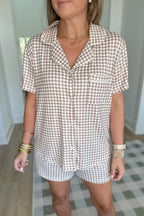 Z Supply: Maddie Gingham Short - Iced Coffee - B Social Boutique