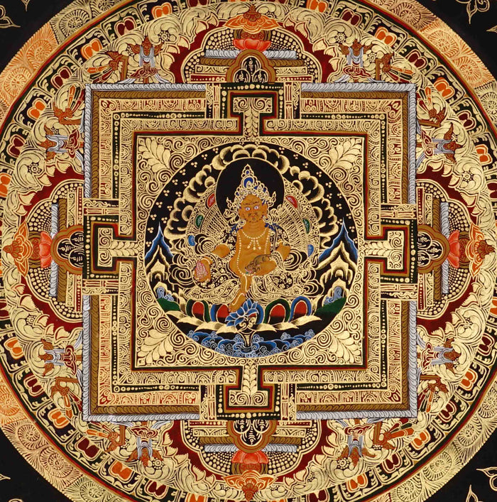 Zambhala Mandala Thangka wealth deity Buddhist art .